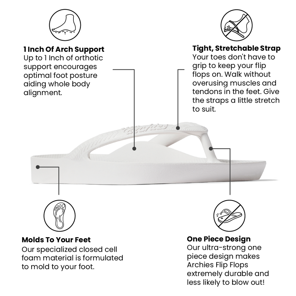 Arch Support Flip Flops - Classic - White